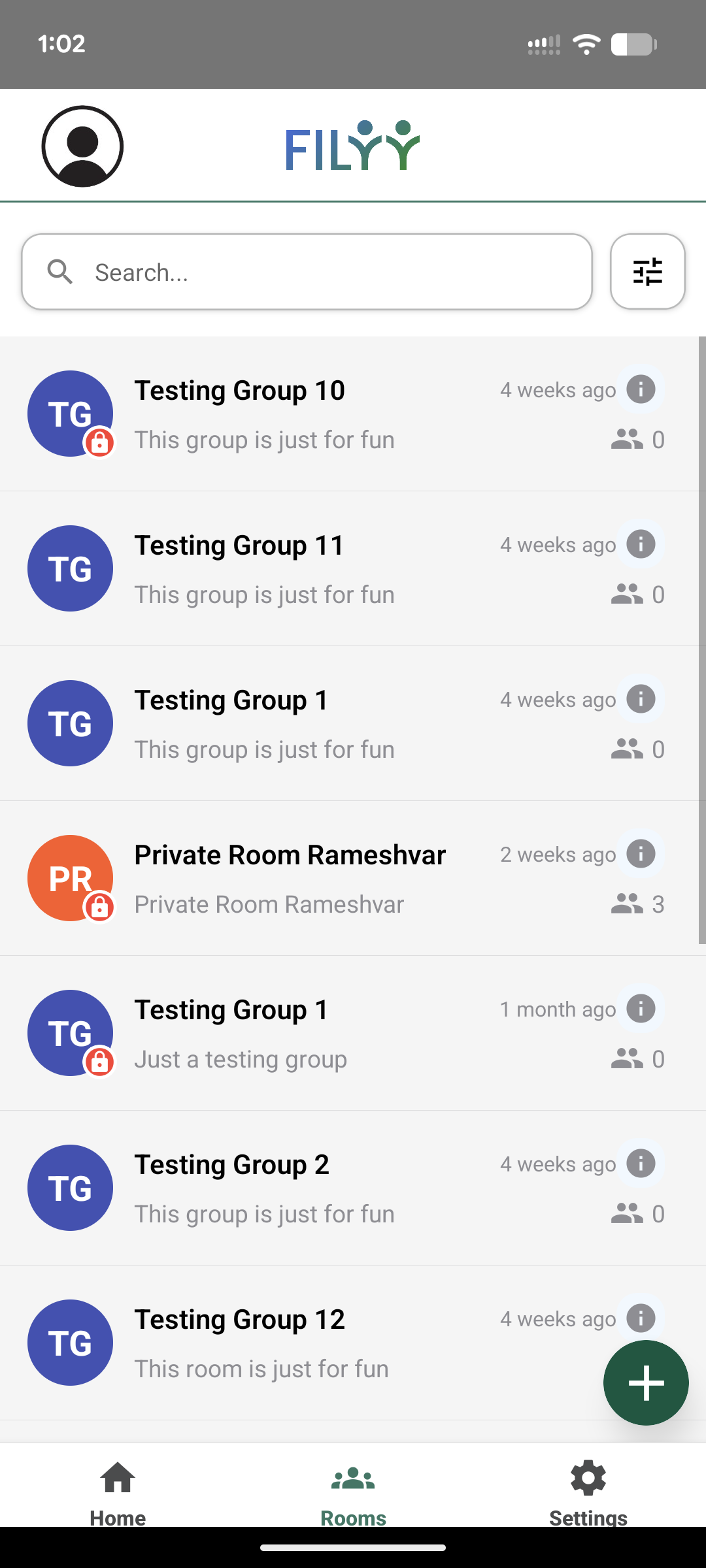 FILYY chatrooms screen